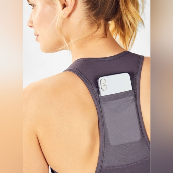 Fabletics On-The-Go Medium Impact Sports Bra, Color Shadow Shine Size L - Picture 2 of 14